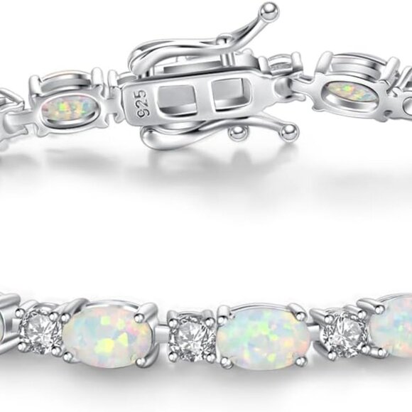 Birthstone Bracelets Sterling Silver Tennis Bracelets Charm Fine Jewelry Birthda - Picture 1 of 8